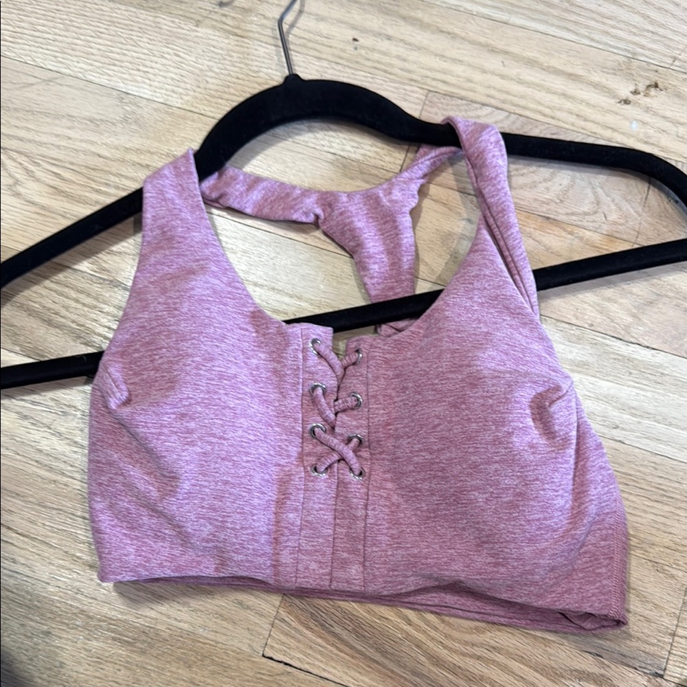 Bombshell Sportswear Mauve Lace-Up Sports Bra